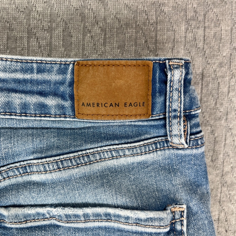 American Eagle Bootcut Flare Jeans Women 6/26x30 Blue Hi-Rise Distressed Raw Hem - Picture 10 of 13